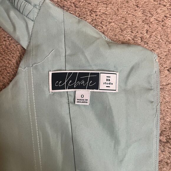 David's Bridal Womens Maxi Gown Dress Size 0 Sage Green Bridesmaid Prom Formal - Picture 8 of 13